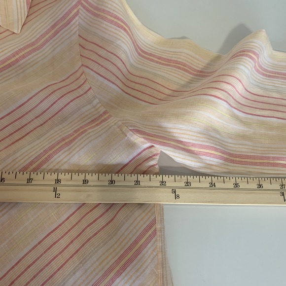 Chicos 100% Linen No Iron Striped Button Up Shirt Womens Size 2 Large - Picture 5 of 8